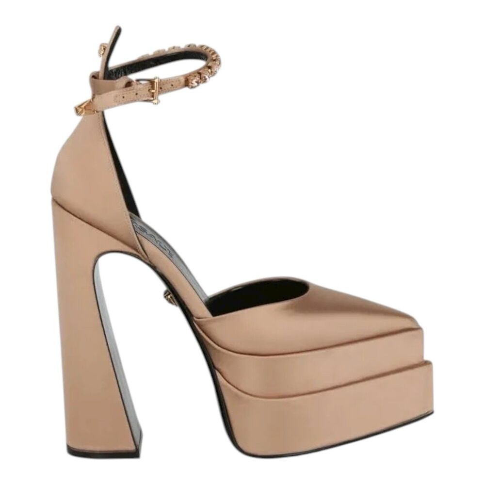 New VERSACE Medusa Aevitas Heels Womens 10.5 EU-41 Beige Nude Pumps Platform